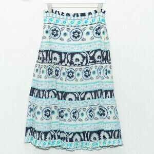 ANN TAYLOR LOFT Tiered Floral Maxi Midi Long Skirt Blue Coastal Resort‎ Beachy 6